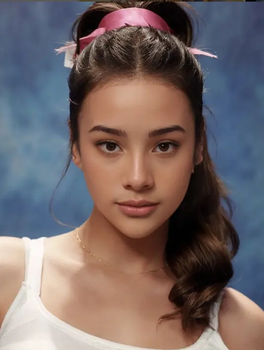 Anya Geraldine juga tampil begitu menggemaskan dengan gaya rambut ponytail yang membuat gayanya energic. [Foto: Instagram/ Anya Geraldine]