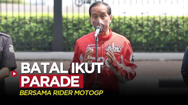 Berita video Presiden Republik Indonesia, Jokowi (Joko Widodo), mengungkapkan alasan dirinya batal ikut parade di jalanan Jakarta bersama para pembalap MotoGP, Rabu (16/3/2022) pagi hari WIB.