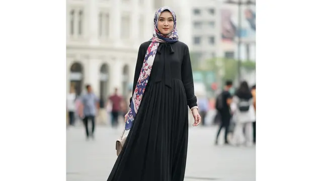 Dress Abu-Abu Elegan dengan Plisket