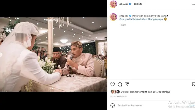 Citra Kirana - Rezky Aditya (Foto: Instagram/@citraciki)