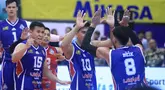 Tim juara bertahan putra Jakarta LavAni Allo Bank Electric berhasil meraih kemenangan pertamanya atas pendatang baru, Jakarta Garuda Jaya pada laga pembuka PLN Mobile Proliga 2024 di GOR Amongrogo, Yogyakarta, Kamis (25/4/2024).  Fahri Septian dkk menang 3-0 (25-16, 25-22, 25-20) atas tim asuhan pelatih asal China, Li Quijang yang siap mewakili Indonesia di Kejuaraan Bola Voli U-20 Asia.  (Dokter PBVSI.)