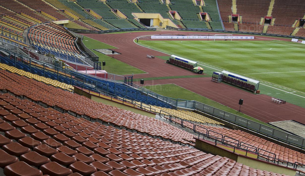 Suasana Stadion Shah Alam yang akan menjadi tempat pertandingan Grup B cabang sepak bola SEA Games 2017 Malaysia antara Indonesia melawan Thailand pada Selasa (15/8/2017). (Bola.com/Vitalis Yogi Trisna)