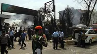Pesawat Hercules TNI AU jatuh di dekat pemukiman warga di Jalan Djamin Ginting, Medan, Sumatera Utara. (facebook/Dedi Irfan)
