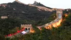 Bendera Olimpiade Musim Dingin Beijing 2022 terlihat di Tembok Besar China dalam kegiatan budaya untuk menyambut hitung mundur 500 hari jelang perhelatan akbar tersebut di Badaling, Distrik Yanqing, yang terletak di Beijing, ibu kota China, pada 20 September 2020. (Xinhua/Zhang Chenlin)