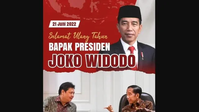 Menteri Koordinator Bidang Perekonomian Airlangga Hartarto mengucapkan selamat ulang tahun untuk Presiden Jokowi.