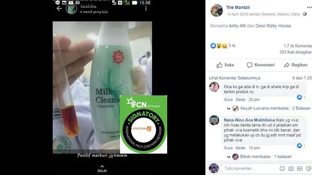 [Cek Fakta] Gambar Tangkapan Layar Foto Produk Viva Cosmetics