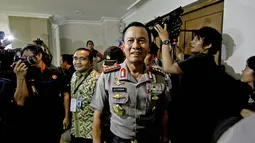 Jenderal Sutarman tiba di kantor KPU sekitar pukul 15.45 WIB. Jakarta, Jumat (9/5/2014) (Liputan6.com/Faizal Fanani)