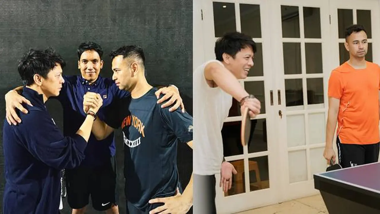 7 Potret Ariel Noah dan Raffi Ahmad Main Ping-Pong Sebelum Tanding di Tinju
