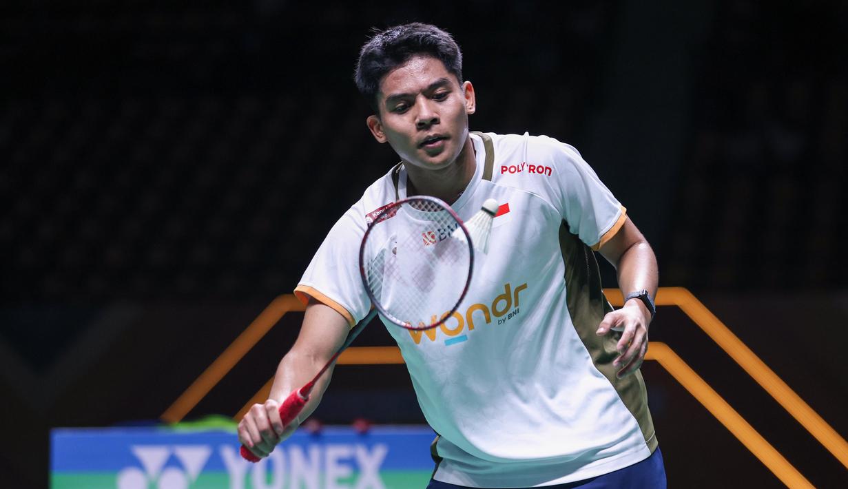 Aksi Moh. Zaki Ubaidillah pada partai final Thailand Masters 2026 yang berlangsung di Stadion Nimibutr, Bangkok, Thailand, Minggu (1/2/2026) sore WIB. (Dok. PBSI)