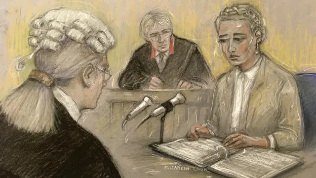 Sketsa kesaksian Amber Heard di pengadilan. (Elizabeth Cook via PA via AP)