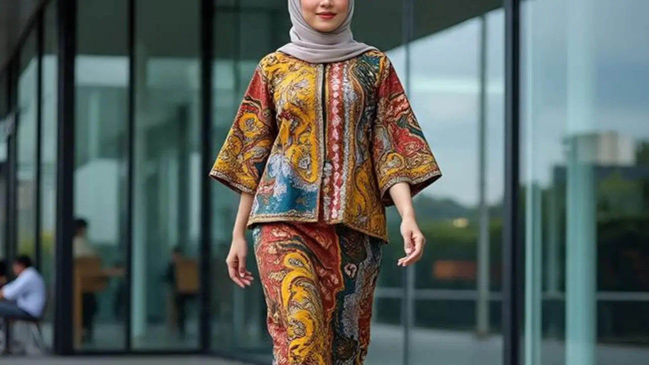 Ilustrasi Baju Batik Lengan Dolman (Sumber Gambar: Meta AI)