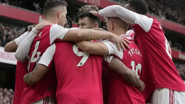 Arsenal ketika melawan Leeds United di Premier League.