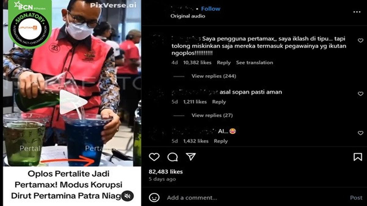 Cek Fakta: Tidak Benar dalam Video ini Dirut Pertamina Patra Niaga Riva Siahaan Oplos Pertalite Jadi Pertamax