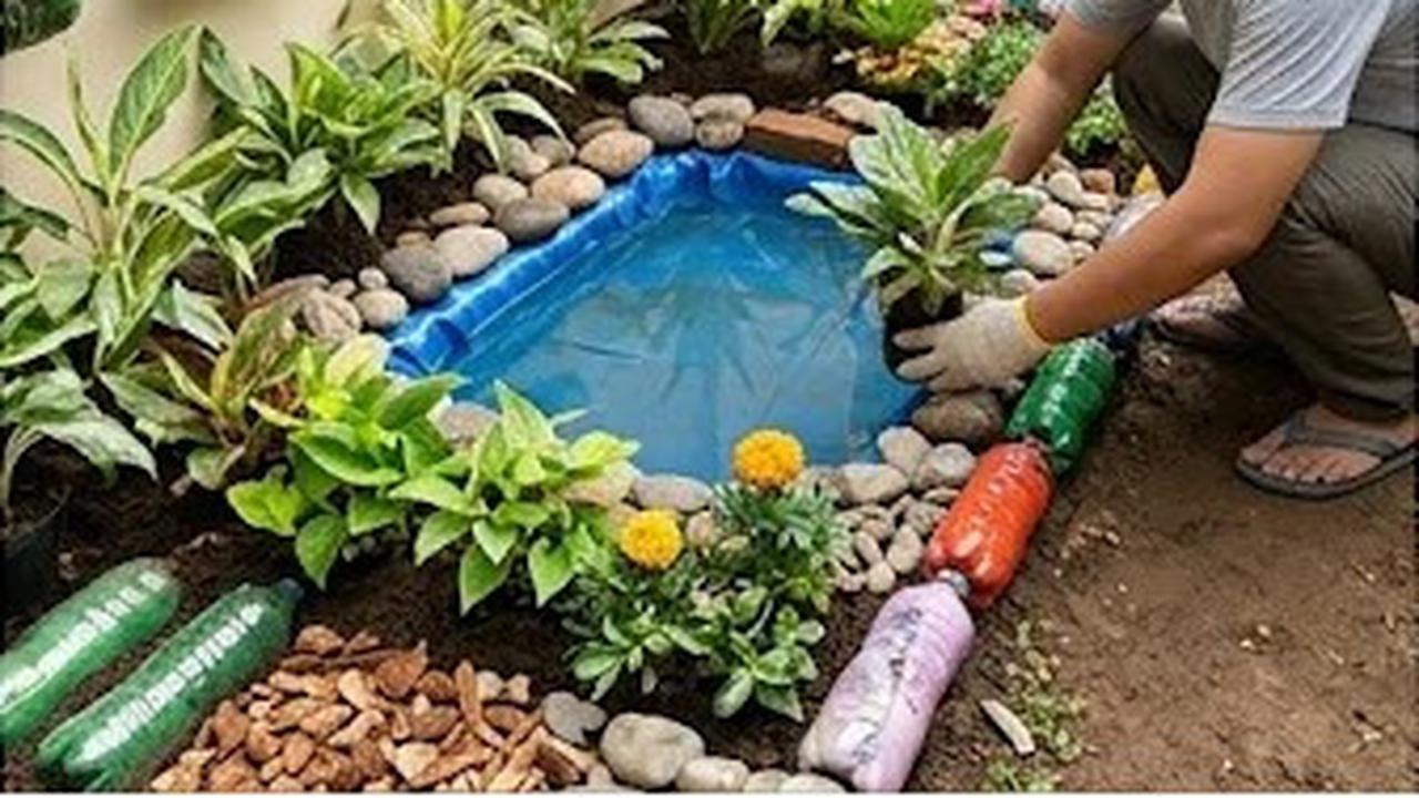 Cara Membuat Taman Kecil dan Kolam Ikan Hias dari Botol Bekas