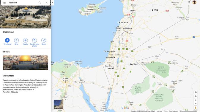 Tangkap layar wilayah Palestina di Google Maps pada Minggu 19 Juli 2020 (Liputan6.com)