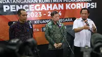 Acara Penandatanganan Komitmen Pelaksanaan Aksi Pencegahan Korupsi Tahun 2023-2024 (Fokus 2: Keuangan Negara) di Ruang Rapat Djunaedi Hadisumarto, Kantor Kementerian Perencanaan Pembangunan Nasional/Badan Perencanaan Pembangunan Nasional (Kementerian PPN/Bappenas), Jakarta, Kamis (9/3)/Istimewa.