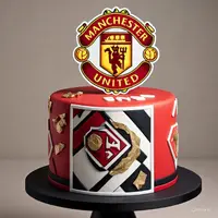 Desain Kue Ulang Tahun Anak Tema dan Motif Manchester United (Foto: Meta AI)