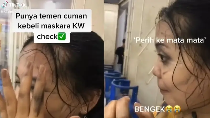 Akibat Kehujanan, Maskara Milik Wanita Cantik Ini Malah Luntur Ke Wajah