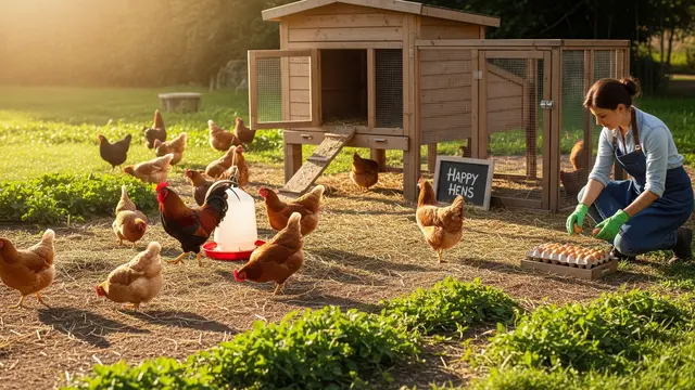 Ilustrasi Ternak Ayam di Halaman