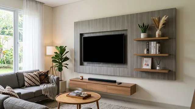 Model Dinding TV dengan Ceruk Dekorasi yang Tidak Memakan Ruang/AI Generated