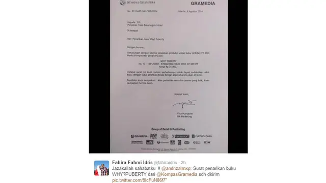 Tweeple Inginkan Buku `Why Puberty` di Tarik dari Peredaran