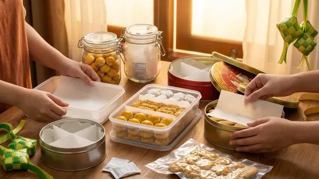 Ilustrasi Tips Packing Kue Kering Lebaran agar Tahan Lama/Gemini AI
