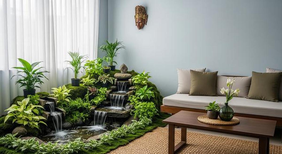 8 Ide Ruang Tamu Kecil dengan Air Terjun Mini Indoor yang Menenangkan, Bikin Suasana Rumah Lebih Adem dan Elegan