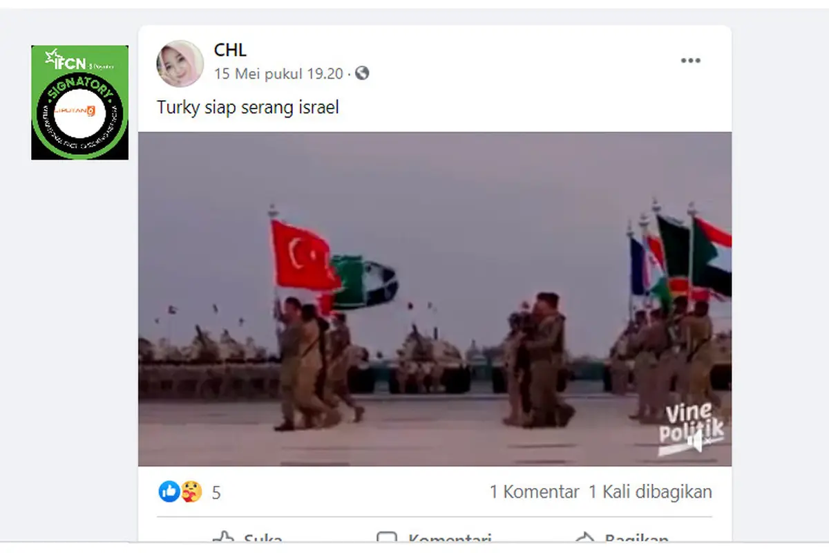 Cek Fakta Liputan6.com menelusuri klaim video Turki siap serang Israel