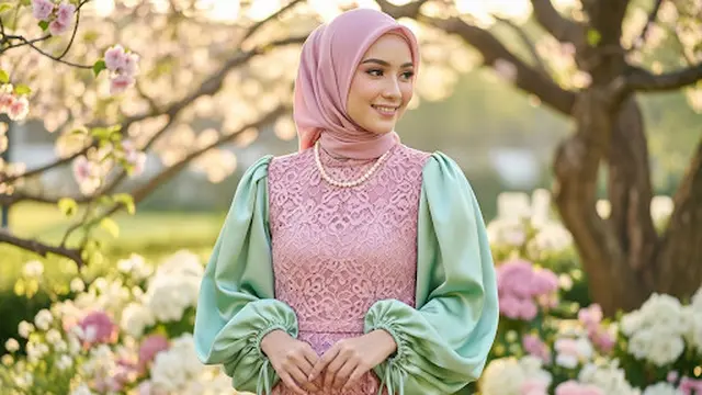 Gamis Brokat Puff Sleeve Pastel