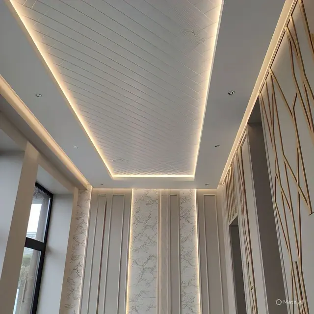 Desain Plafon PVC Aula Kombinasi Gypsum