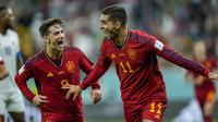 Ferran Torres. Sayap kiri Timnas Spanyol berusia 22 tahun ini mencetak brace di Piala Dunia 2022 pada laga matchday pertama di Grup E menghadapi Kosta Rika (23/11/2022). Pada laga yang dimenangi Spanyol 7-0 tersebut, Ferran Torres mencetak dua golnya pada menit ke-31 melalui eksekusi penalti dan pada menit ke-54. Sementara pada matchday kedua menghadapi Jerman(27/11/2022) ia gagal mencetak gol dalam laga yang berkesudahan imbang 1-1. (AP/Francisco Seco)