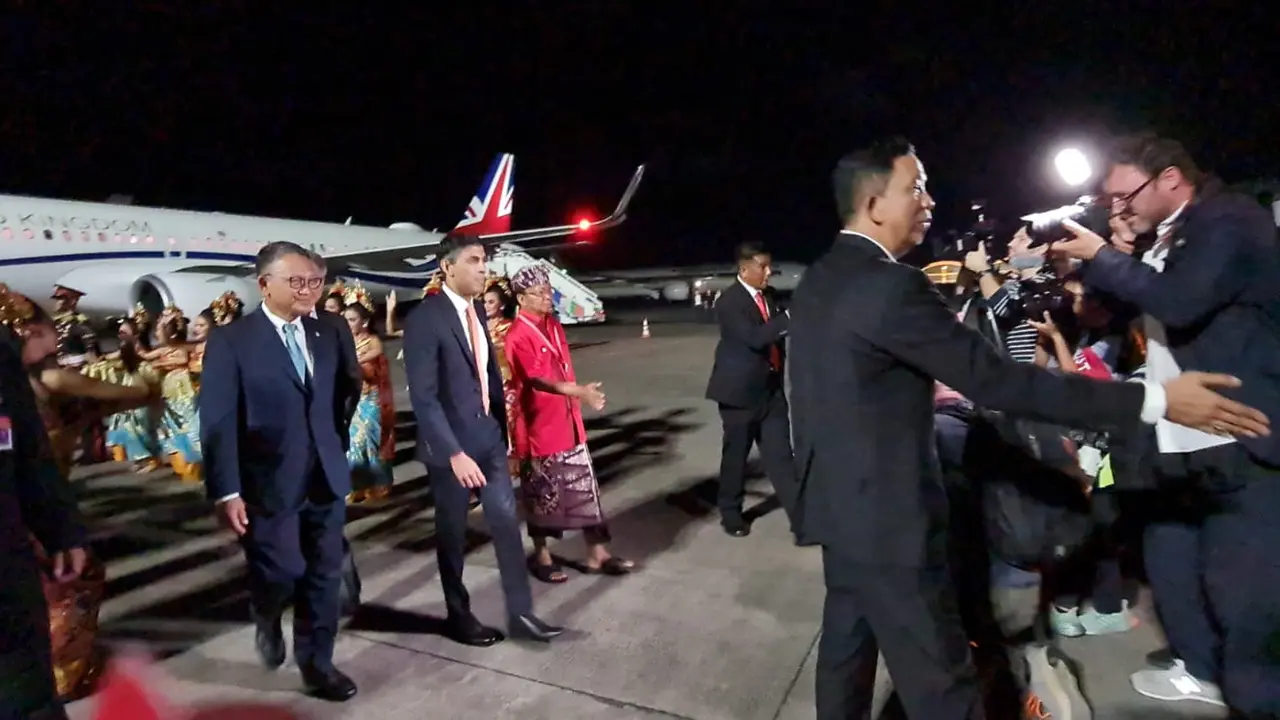 PM Inggris Rishi Sunak tiba di Bali untuk G20 Summit.