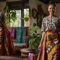 Ilustrasi Model Rok Span Batik (Sumber: Meta AI)