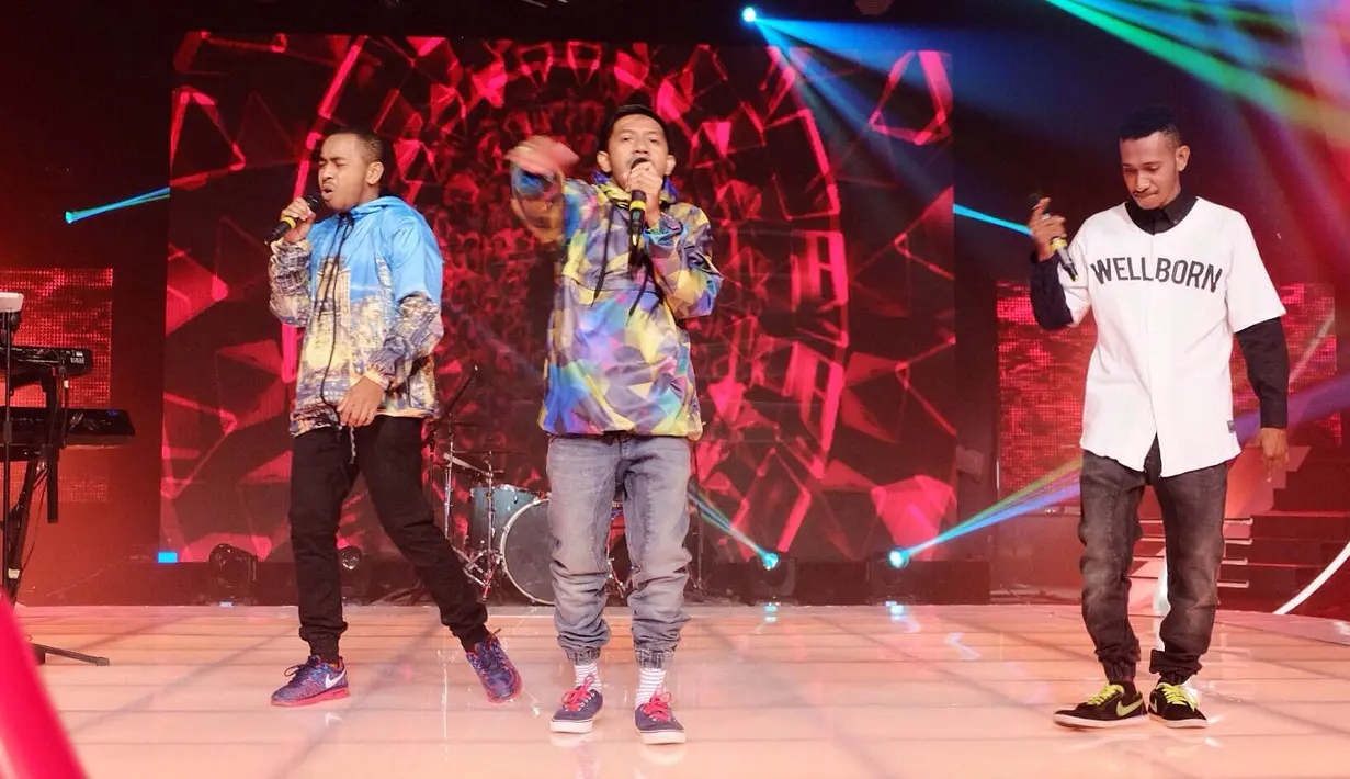 Nappy Star beranggotakan tiga pemuda asal Biak, Papua. Dimentori oleh Ariel dan berhasil lolos menjadi salah satu dari lima finalis. (Foto: Desmond Manullang/Bintang.com)