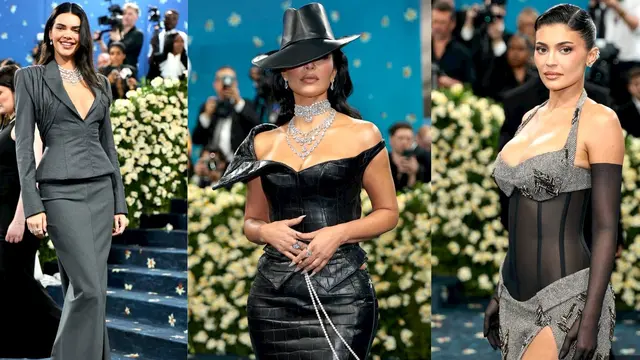 Gaya Serba Monokrom Keluarga Kardashian-Jenner di Met Gala 2025, Kendall Jenner Tampil Corporate Core, Kim Kardashian Pakai Dress Kulit