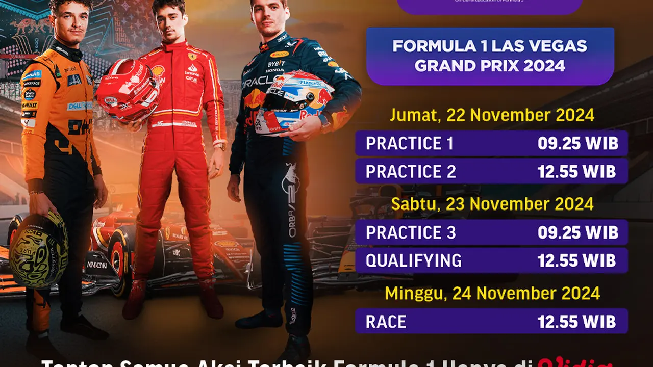 Jadwal Formula 1 Las Vegas Grand Prix 2024 Akhir Pekan Ini di Vidio