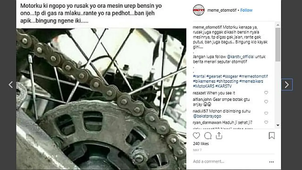 Berbagai hal bisa dijadikan Meme menarik, tidak terkecuali yang berkaitan dengan otomotif.