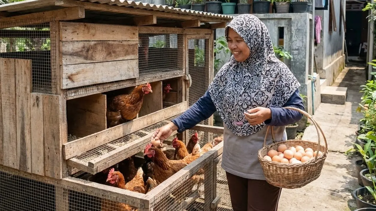 Beternak ayam menghasilkan telur banyak di rumah (Gemini AI)