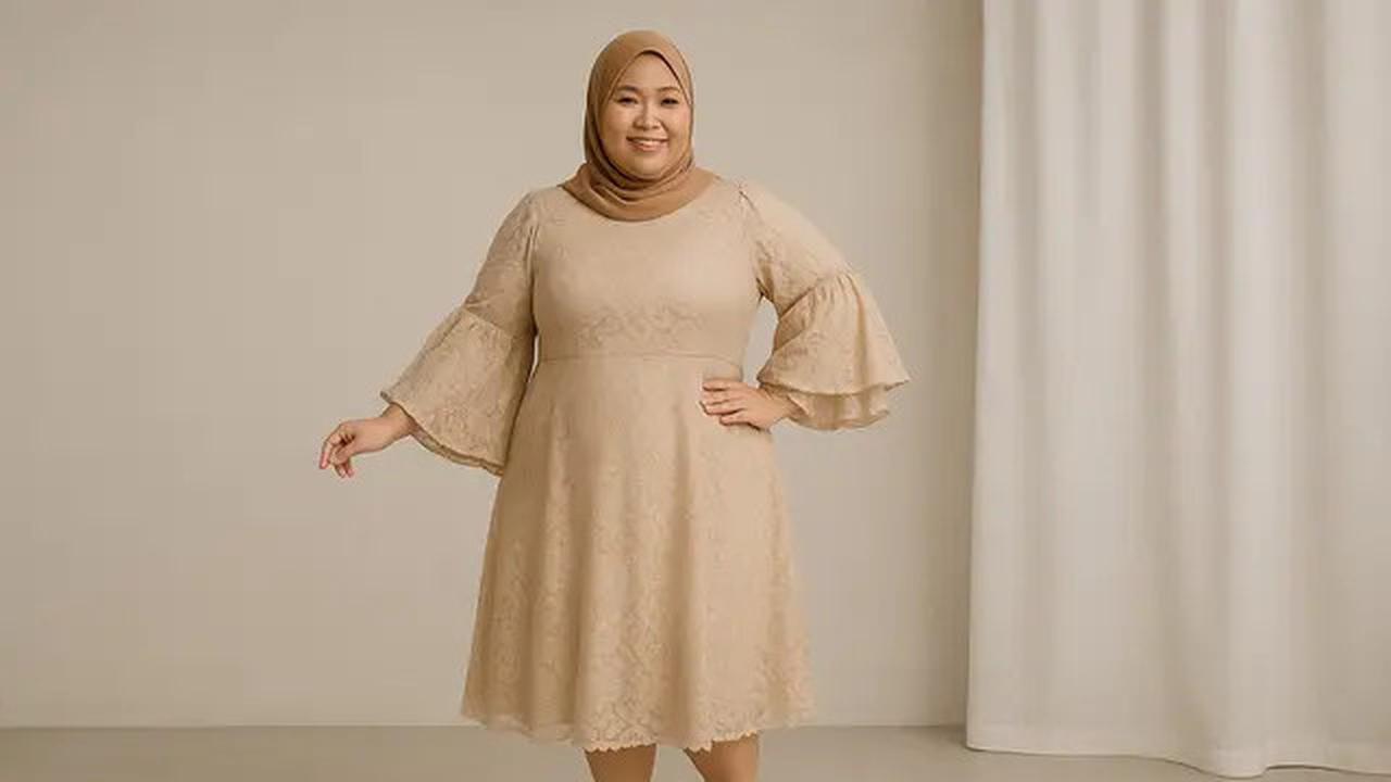 8 Model Dress Brokat untuk Orang Gemuk dan Pendek Berhijab, Pilih Ini Agar Terlihat Proporsional