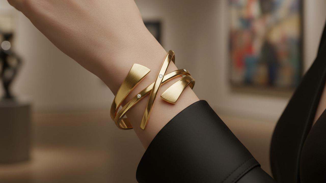 Elegansi dan Seni dalam 8 Gelang Emas Cuff Sculptural Desain Abstrak 2025