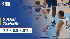 Berita video 5 aksi terbaik NBA 11 Maret 2021, ada aksii slam dunk fantastis pemain Memphis Grizzlies, Brandon Clarke.