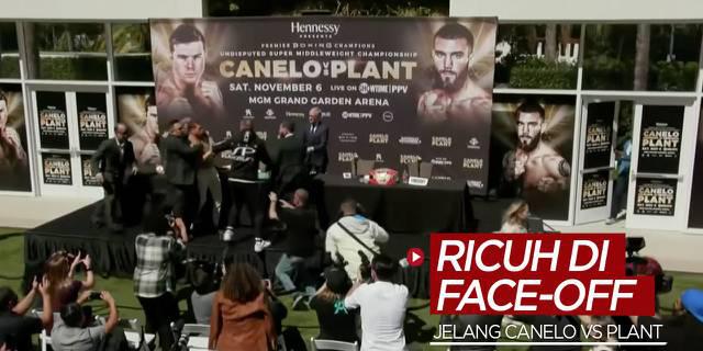 VIDEO: Kericuhan di Sesi Face-Off Jelang Laga Tinju, Canelo Alvarez Vs Caleb Plant