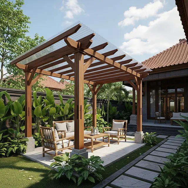 Model Pergola Kayu untuk Halaman Belakang
