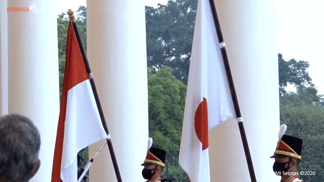 Bendera kedua negara, Jepang dan Indonesia sebagai simbol hubungan diplomatik.