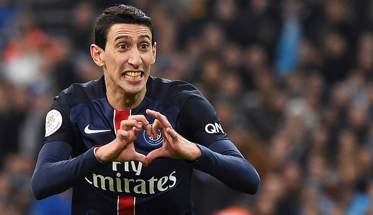 7. Angel Di Maria, terpuruk bersama Manchester United, gelandang serang asal Argentina ini sudah menemukan kembali performanya bersama klub asal kota Paris itu. Dalam 20 laga dirinya sudah berhasil  mencetak 9 gol. (AFP/Anne-Christine Poujoulat) 