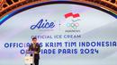 CEO Aice Group, Jack Wang memberikan sambutan saat acara peresmian Aice sebagai es krim ofisial Tim Indonesia di Olimpiade 2024 di Djakarta Theater XXI, Jakarta, Jumat (05/07/2024). (Bola.com/Bagaskara Lazuardi)
