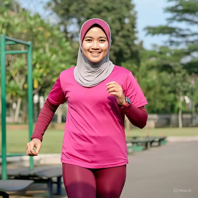 Outfit Olahraga Hijab Kekinian (Images by Meta AI)