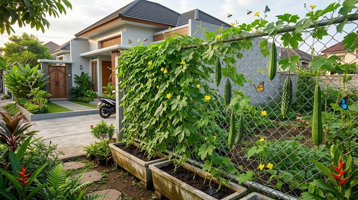 Pagar Kawat untuk Pare dan Oyong