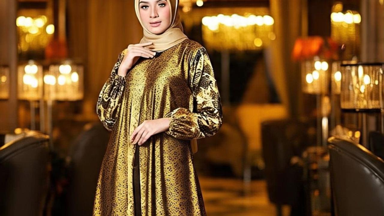 7 Desain Baju Gamis dan Tunik Batik Emas, Pilihan Warna Cantik untuk Tampilan Glamor dan Elegan