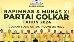 Rapimnas dan Munas ke-XI Partai Golkar tahun 2024 mengusung tema 'Golkar Solid untuk Indonesia Maju'. (Liputan6.com/Herman Zakharia)